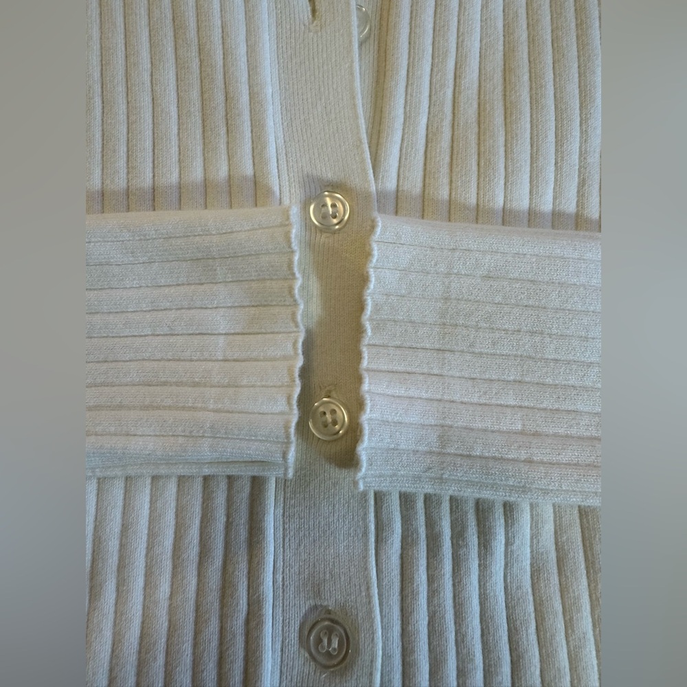 Reformation Cream Ribbed Button-Front Cardigan - Picture 16 of 16